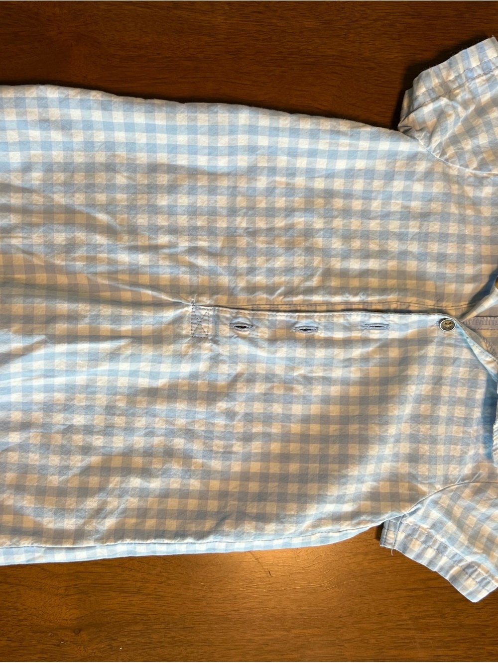 Carter's Light Blue and White Gingham Short-Sleeve Button-Down Romper